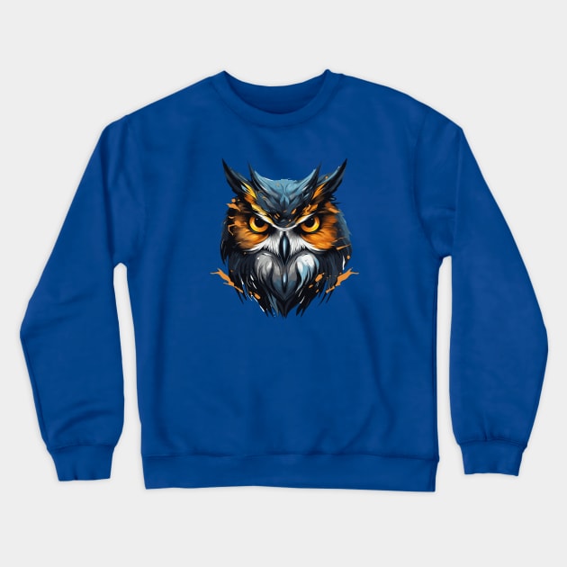 Cool Owl Portrait Crewneck Sweatshirt by ZombieTeesEtc